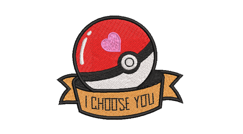 I choose you pokeball embroidery design