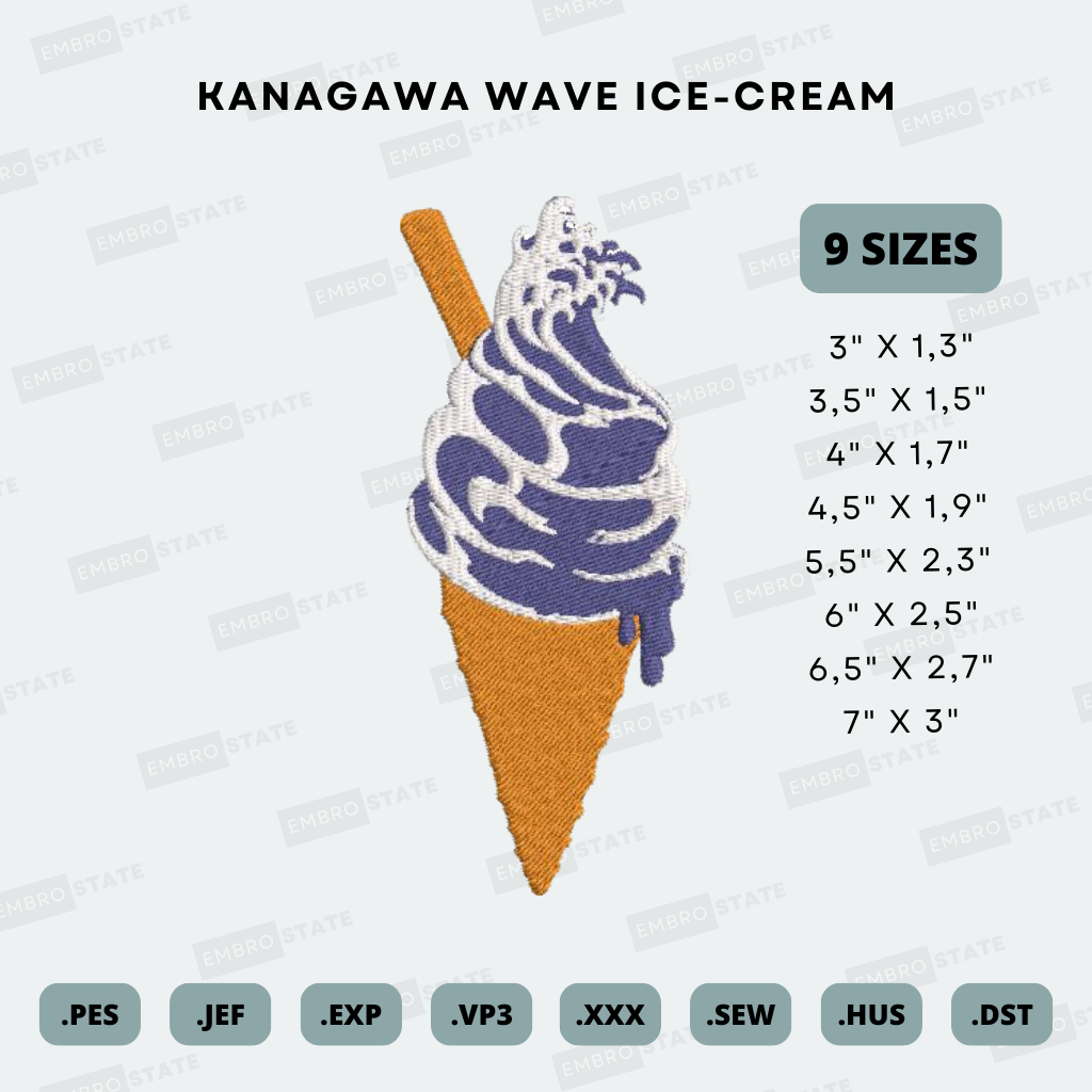 KANAGAWA WAVE ICE CREAM - EMBROIDERY DESIGN