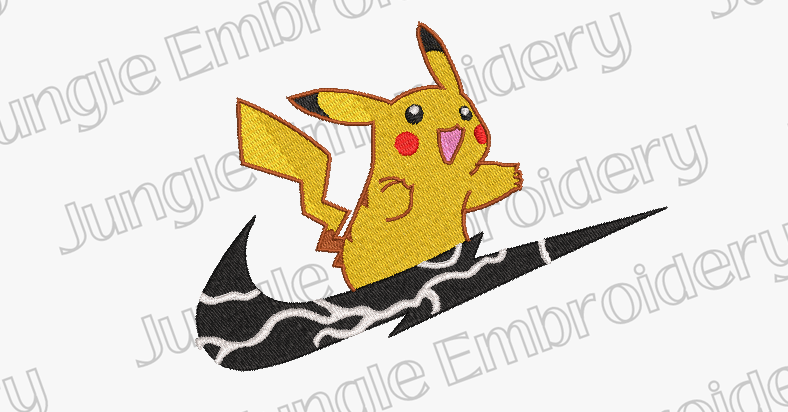 Swoosh Pikachu EMBROIDERY DESIGN