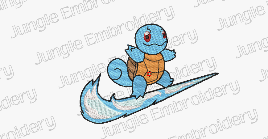 Swoosh Squirtle on Wave - EMBROIDERY DESIGN