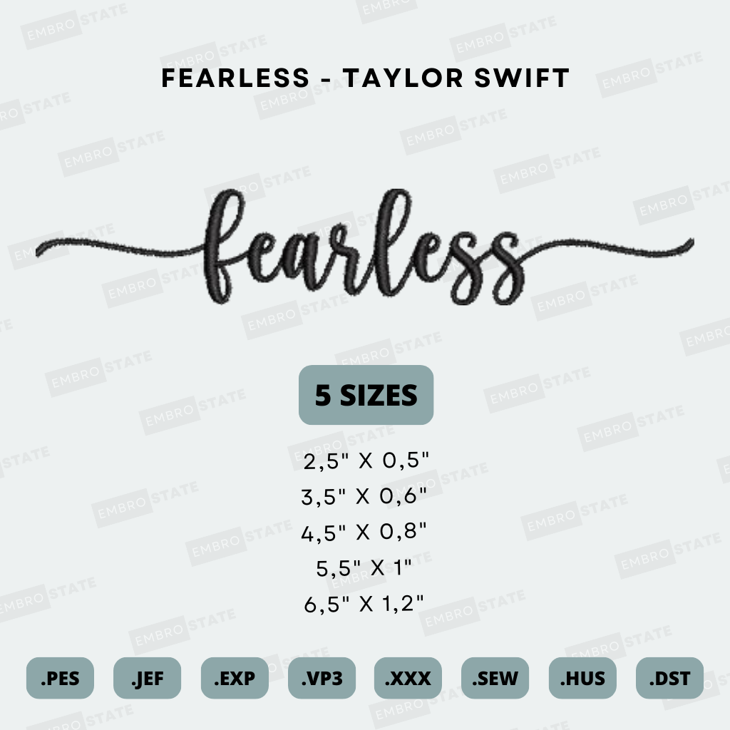 FEARLESS Taylor Swift embroidery design